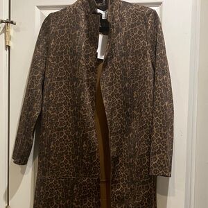 Magaschoni Brown Leopard Print Trench Coat